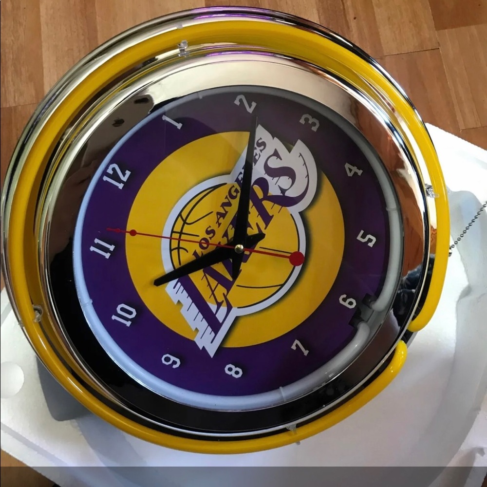 Neon Lakers clock